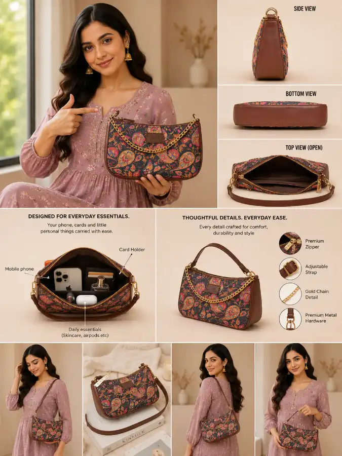 Women's Handcrafted Vegan Leather Casual Mini Shoulder Bag Back